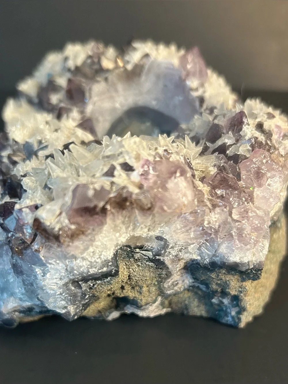 Raw Amethyst Crystal Geode Tea Light Candle Holder 2.13 lbs.